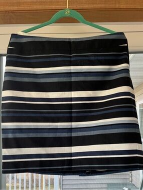 Banana Republic Black, White and Navy Striped Pencil Skirt